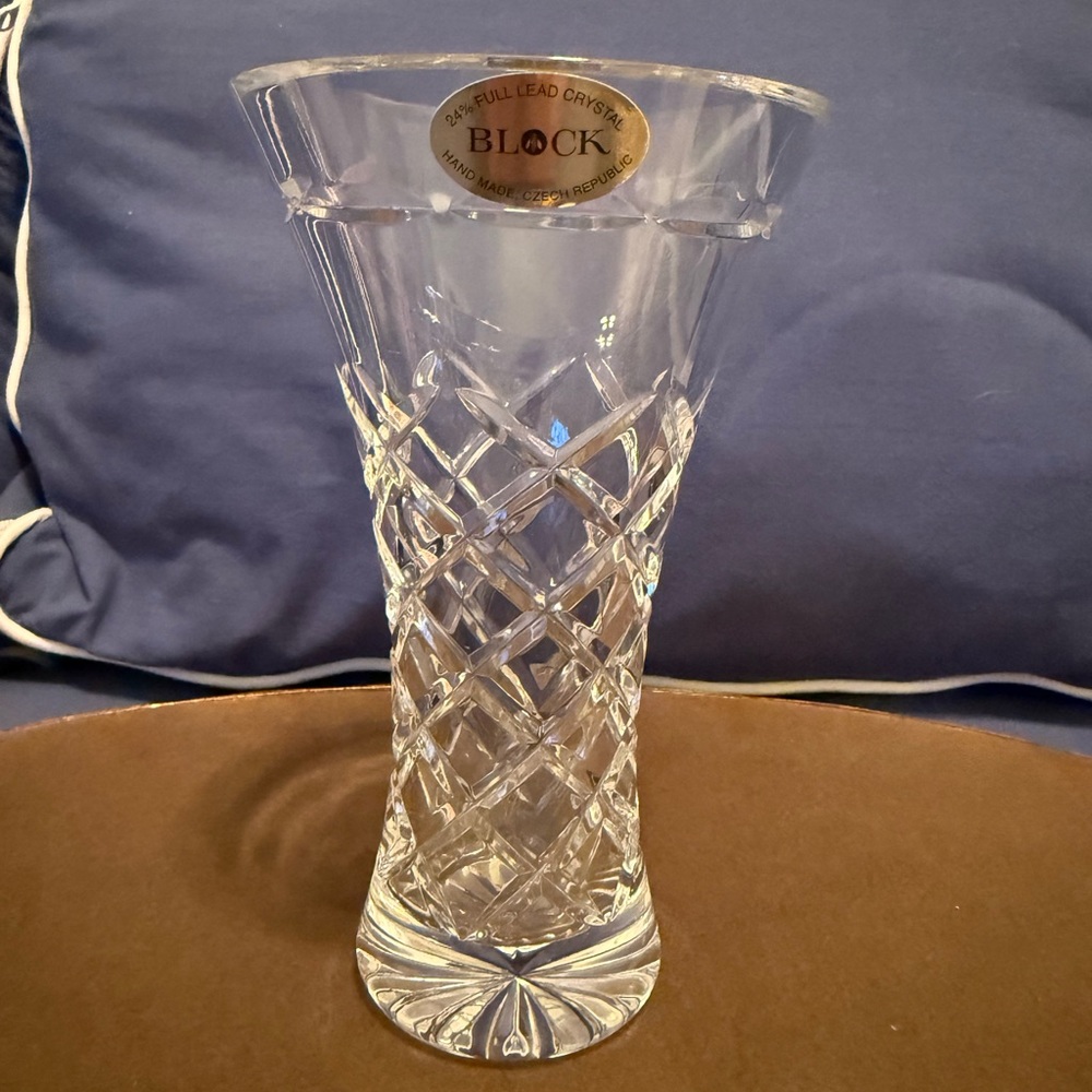 Vintage Crystal Vase 7" Tall Hand Made by Block CZECH REPUBLIC